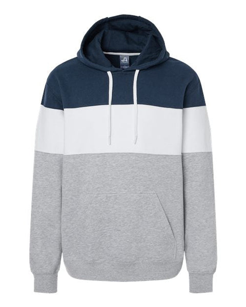 J. America 8644 Men's Varsity Fleece Colorblocked Hooded Sweatshirt