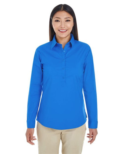Devon & Jones DP610W Women's Perfect Fit Half-Placket Tunic Dress Shirt