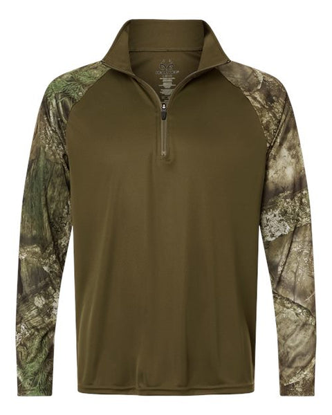 RealTree RT5703 Unisex Realtree Performance Colorblocked Quarter-Zip Pullover