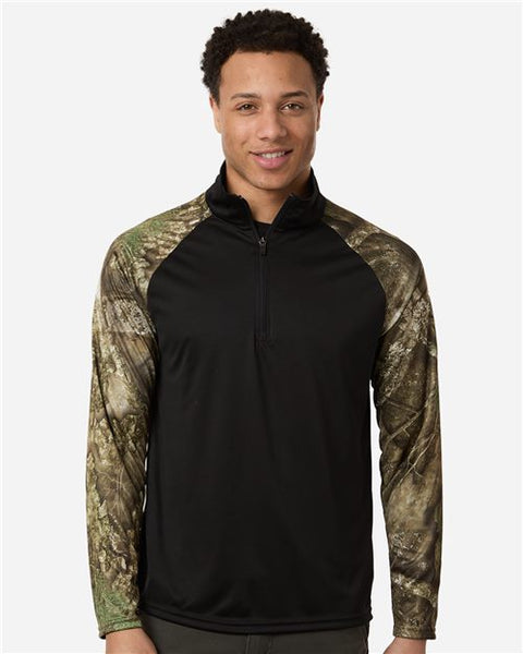 RealTree RT5703 Unisex Realtree Performance Colorblocked Quarter-Zip Pullover