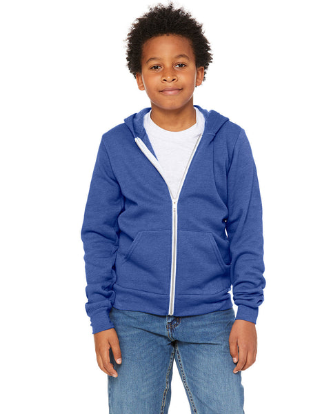 Bella + Canvas 3739Y Youth Sponge Fleece Full-Zip Hooded Sweatshirt