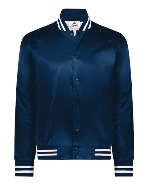 Augusta Sportswear 3610 Unisex Satin Baseball Jacket Striped Trim