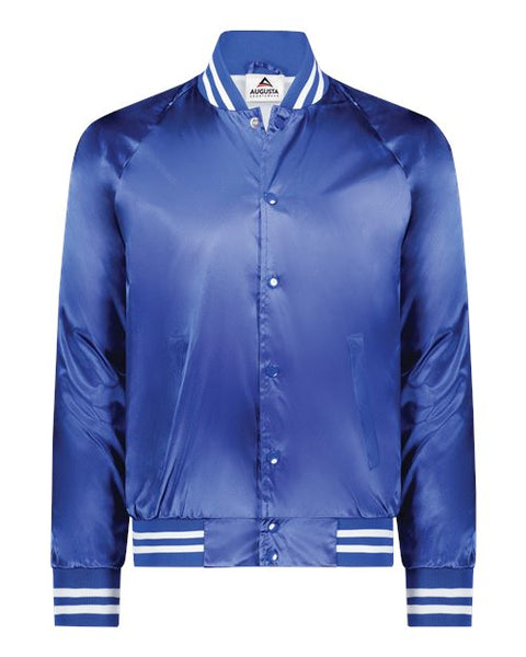 Augusta Sportswear 3610 Unisex Satin Baseball Jacket Striped Trim