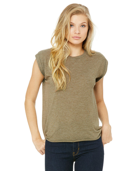 Bella + Canvas 8804 Ladies' Flowy Muscle T-Shirt with Rolled Cuff