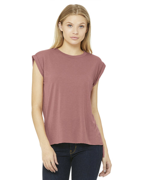 Bella + Canvas 8804 Ladies' Flowy Muscle T-Shirt with Rolled Cuff