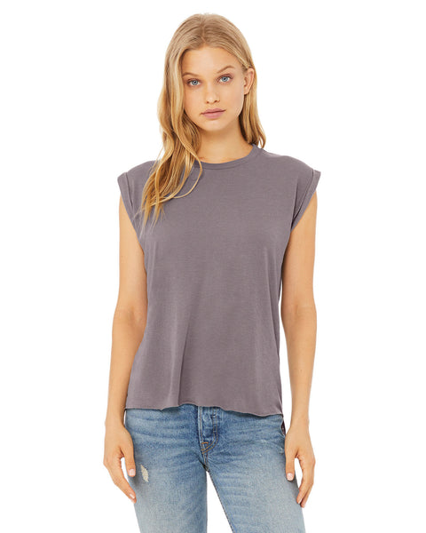 Bella + Canvas 8804 Ladies' Flowy Muscle T-Shirt with Rolled Cuff