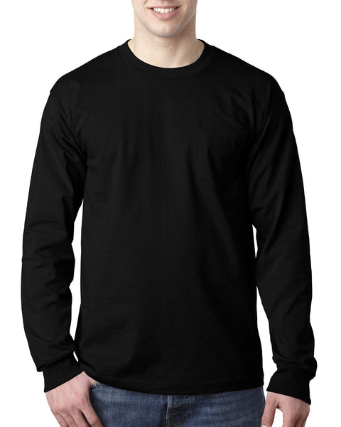 Bayside BA8100 Adult 6.1 oz., 100% Cotton Long Sleeve Pocket T-Shirt