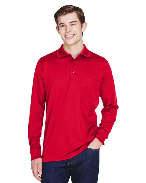 Core 365 88192P Adult Pinnacle Performance Long-Sleeve Pique Polo with Pocket