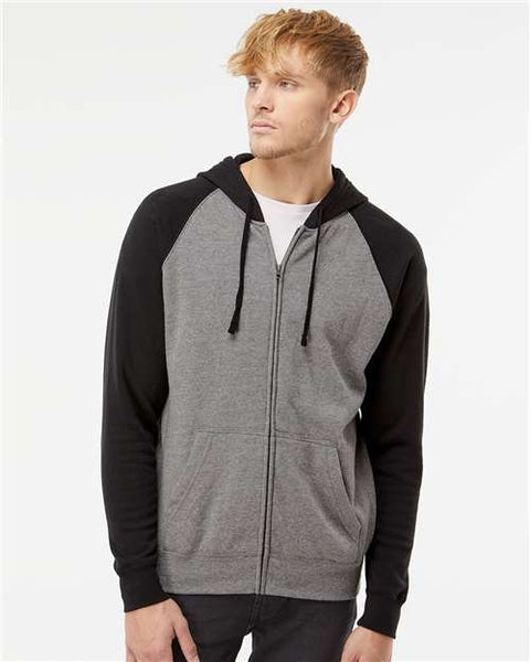 Independent Trading Co. PRM33SBZ Special Blend Raglan Full-Zip Hooded Sweatshirt
