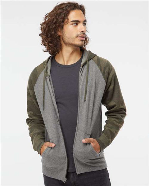 Independent Trading Co. PRM33SBZ Special Blend Raglan Full-Zip Hooded Sweatshirt