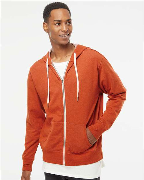 Independent Trading Co. PRM90HTZ Heathered French Terry Full-Zip Hooded Sweatshirt