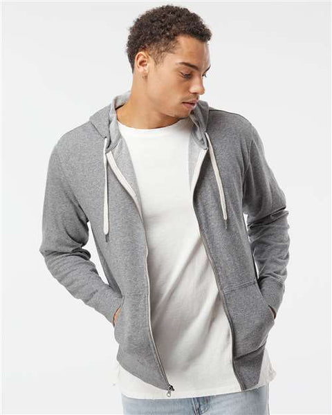 Independent Trading Co. PRM90HTZ Heathered French Terry Full-Zip Hooded Sweatshirt