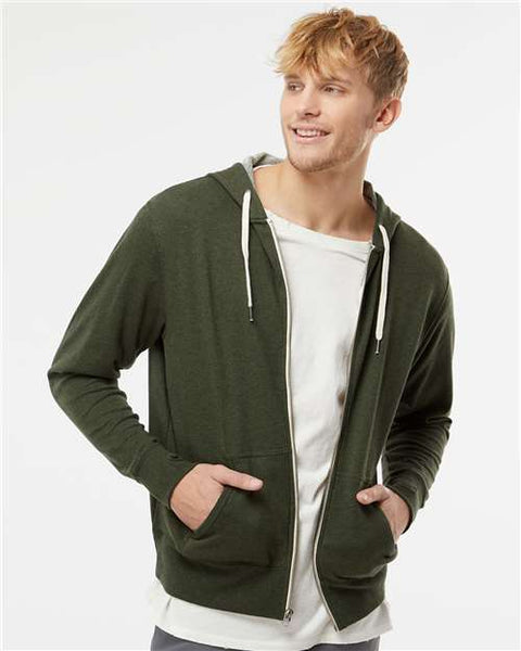 Independent Trading Co. PRM90HTZ Heathered French Terry Full-Zip Hooded Sweatshirt