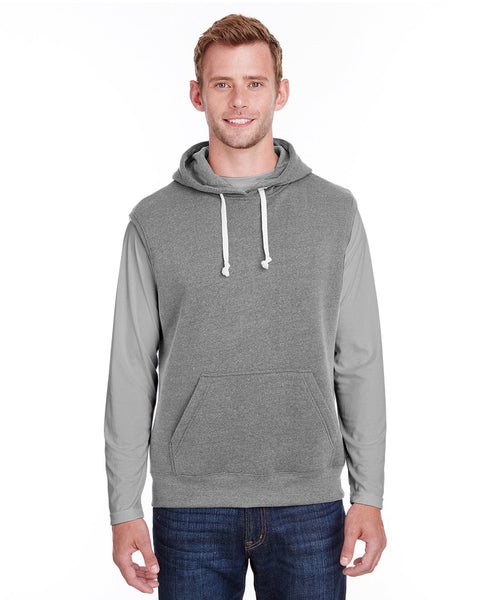 J America JA8877 Adult Triblend Fleece Sleeveless Hooded Sweatshirt