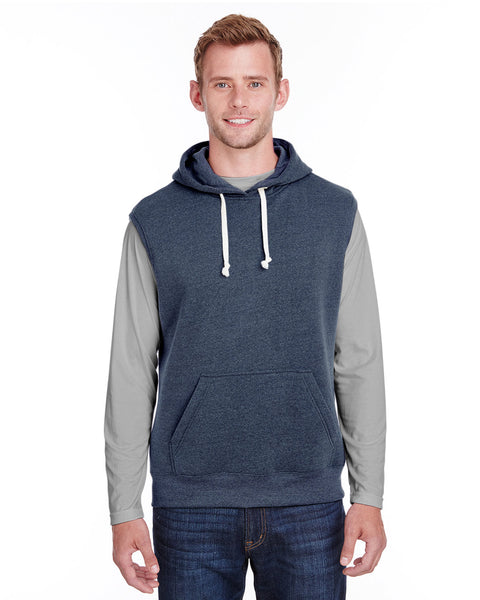 J America JA8877 Adult Triblend Fleece Sleeveless Hooded Sweatshirt
