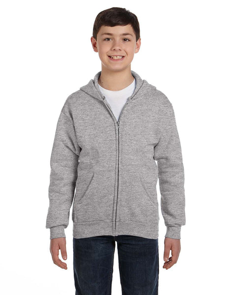 Hanes P480 Youth EcoSmart 50/50 Full-Zip Hooded Sweatshirt