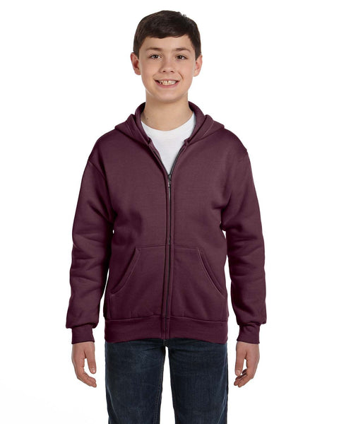 Hanes P480 Youth EcoSmart 50/50 Full-Zip Hooded Sweatshirt