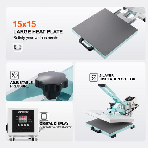 Ninja Vevor High Pressure Heat Press 15" x 15" (Slide-Out Drawer)